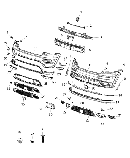 2019 Jeep Grand Cherokee ABSORBER-Front Energy Diagram for 68335683AA
