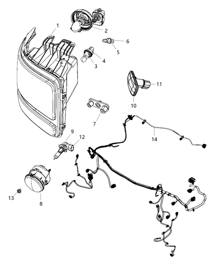 2010 Dodge Nitro Lamps, Front Diagram