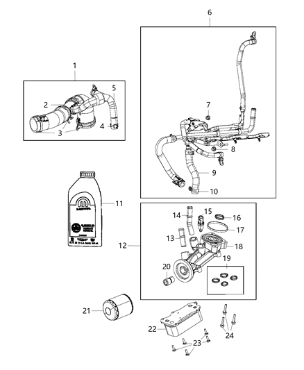 2017 Ram 4500 Engine Oil , Engine Oil Filter Adapter And Cooler Diagram 1