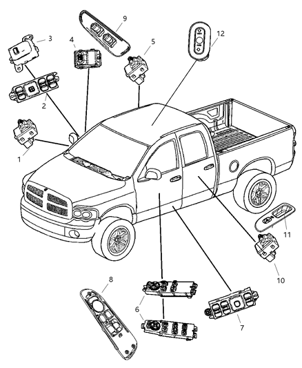 2007 Dodge Ram 3500 Pickup Switches Body Diagram