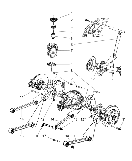 2006 Jeep Grand Cherokee Rear Upper Control Arm Diagram for 5290953AA