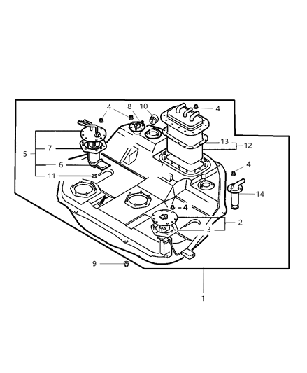 1999 Chrysler Sebring Coupe Fuel Tank & Pump Diagram