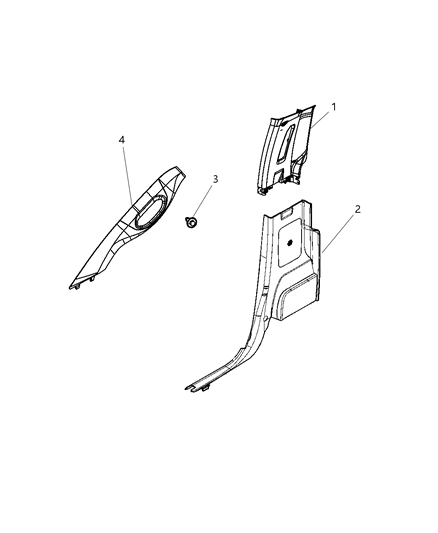 2009 Dodge Ram 1500 Interior Moldings And Pillars Diagram 3