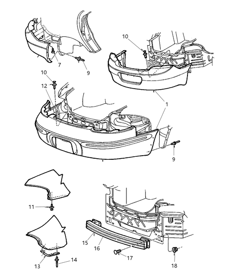 2000 Dodge Intrepid Fascia, Rear Diagram