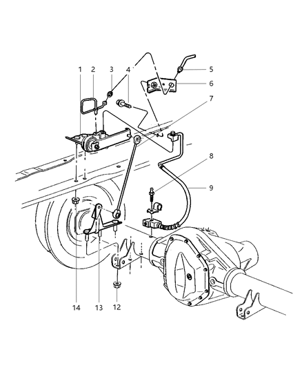 1999 Dodge Ram 2500 Quad & Club Cab Rear Height Sensing System Diagram