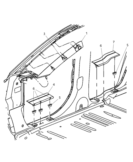 2004 Chrysler Pacifica A-Pillar & Scuff Plates Diagram