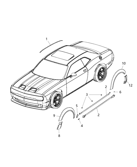 2019 Dodge Challenger Molding-Wheel Opening Flare Diagram for 6EY90TZZAG
