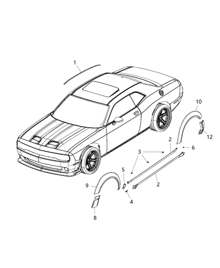 2019 Dodge Challenger Molding-Roof Diagram for 1GD41FFBAD