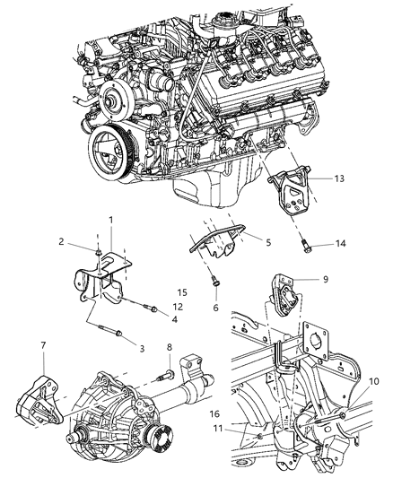 2004 Dodge Durango Engine Mounting, Front Diagram 5