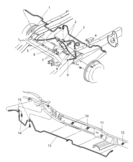 2002 Dodge Dakota Lines & Hoses, Rear & Chassis Diagram