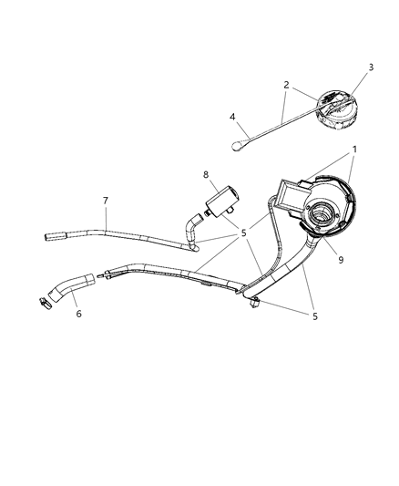 2008 Chrysler Aspen Fuel Filler Tube & Related Diagram