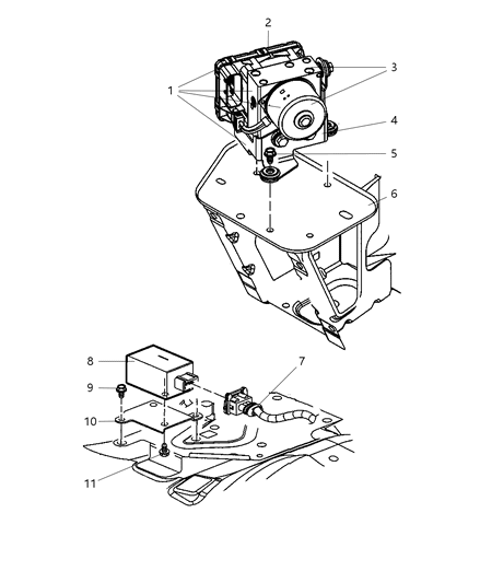 2006 Jeep Wrangler Bracket-Abs Control Unit Diagram for 55176141AB