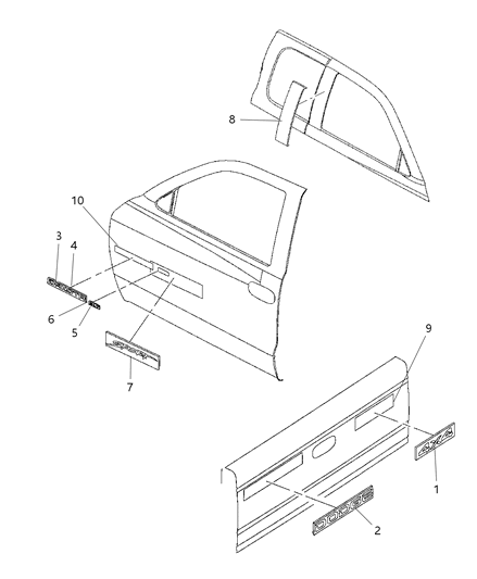 2002 Dodge Dakota Decal-Front Door Diagram for 5JF54GX9AA