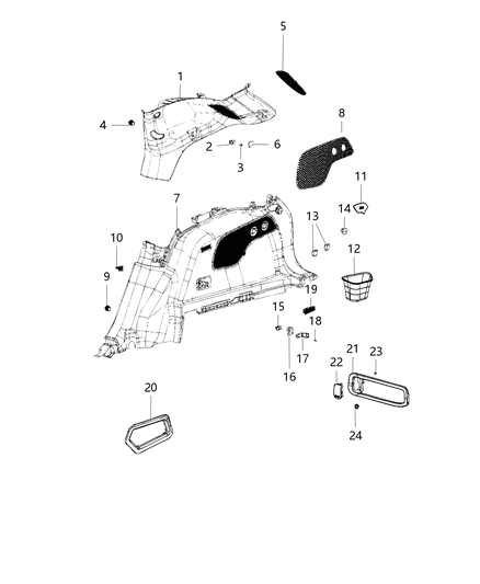 2018 Jeep Cherokee Quarter Trim Panel Diagram