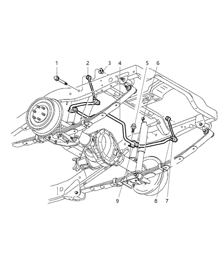 1998 Dodge Durango Stabilizer Bar - Rear Diagram