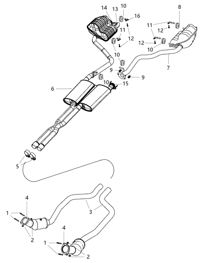2013 Dodge Charger Exhaust Muffler And Resonator Diagram for 5039050AD