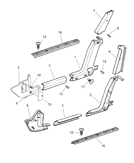 2001 Jeep Cherokee Molding-Lock Pillar Diagram for 5ER17RK5AG