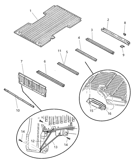 2002 Dodge Dakota Floor Box & Panel Diagram