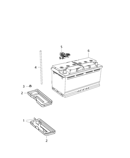2018 Jeep Grand Cherokee Battery, Tray, And Support Diagram 2