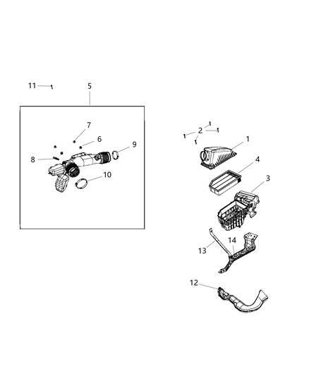 2018 Jeep Wrangler Cover-Air Cleaner Diagram for 68291138AA