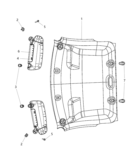 2014 Ram 3500 Headliners & Visors Diagram