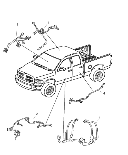 2005 Dodge Dakota Wiring-Front Door Diagram for 56051604AB