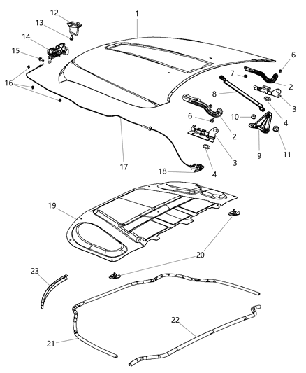 2012 Dodge Durango Hood & Related Parts Diagram