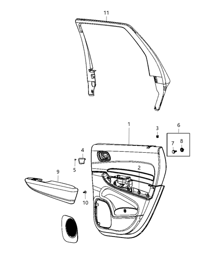 2016 Dodge Durango Panel-Rear Door Trim Diagram for 6CV843X9AA