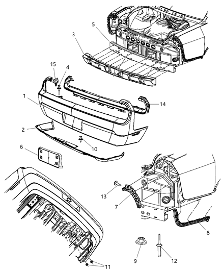 2008 Dodge Challenger Fascia, Rear Diagram