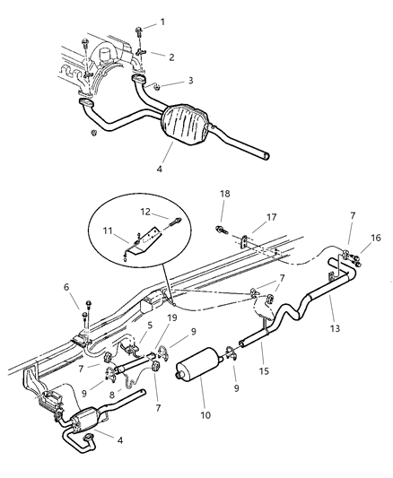 1997 Dodge Ram 2500 Bracket Converter Hanger Diagram for 52019513