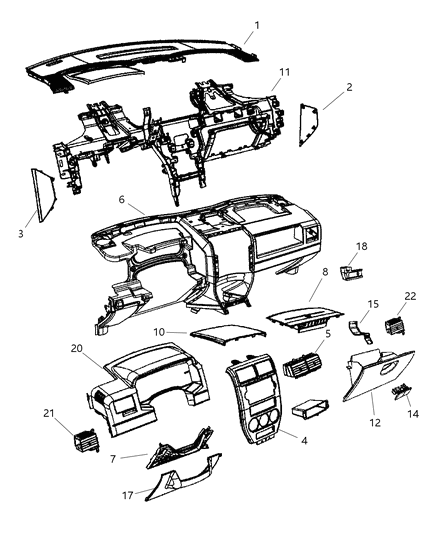 2007 Jeep Compass Outlet-Air Conditioning & Heater Diagram for 1CC71DK7AA