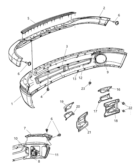 2007 Dodge Ram 1500 Plug-Fog Lamp Hole Diagram for 55077235AD