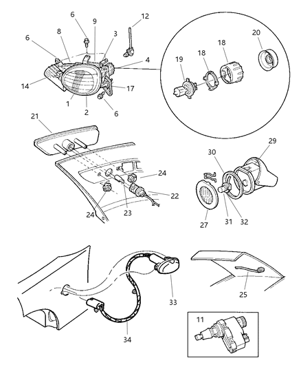 1999 Dodge Neon Lens-Under Hood Lamp Diagram for 4897446AA