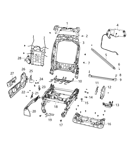 2020 Ram 3500 Cab Chassis(<10K lb.) Adjusters, Recliners, Shields And Risers - Passenger Seat Diagram 2