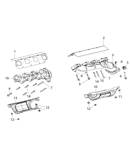 2014 Ram 5500 Exhaust Manifolds & Heat Shields Diagram 1