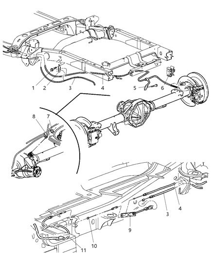 2006 Dodge Ram 3500 Parking Brake Cable, Rear Diagram