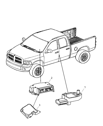 2007 Dodge Ram 3500 Air Bag Modules & Sensors Diagram