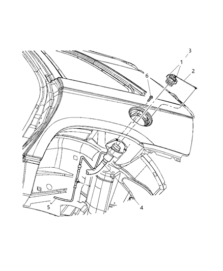 2008 Chrysler Pacifica Fuel Filler Tube & Related Diagram