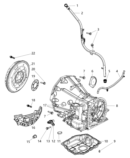 2007 Jeep Wrangler Transmission Case & Related Parts Diagram 1