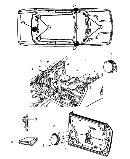 2014 Dodge Challenger Speakers & Amplifier Diagram 2