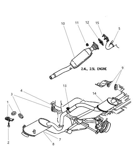 1997 Chrysler Sebring Exhaust System Diagram