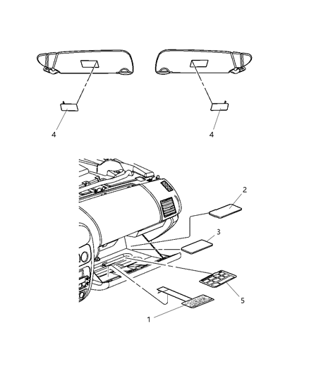 2007 Dodge Caliber Instrument Panel & Visors Diagram