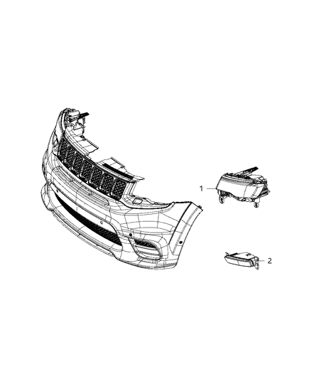 2019 Jeep Grand Cherokee Lamps, Front Diagram 1