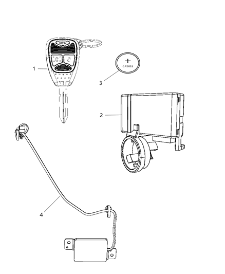 2009 Chrysler Sebring Receiver Modules, Keys & Key Fob Diagram