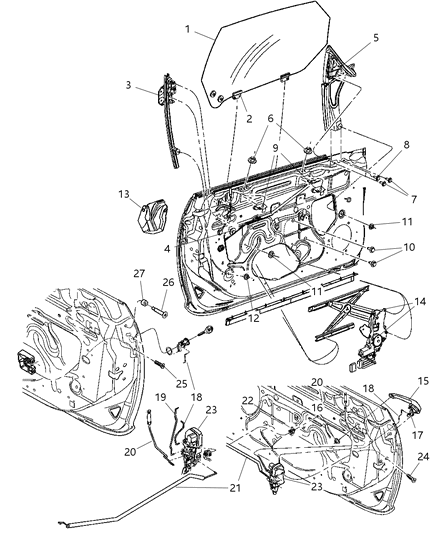 2004 Chrysler PT Cruiser Door, Front Diagram 1