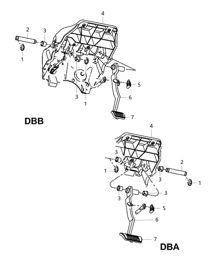 2019 Ram 3500 Cab Chassis(<10K lb.) Pedal, Brake Diagram 1