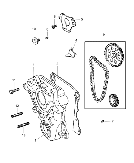 2000 Dodge Ram 2500 Regular Cab Timing Gear & Cover Diagram 1