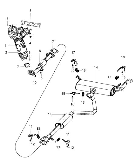 2016 Dodge Dart Exhaust Manifold And Catalytic Converter Diagram for 68081818AC