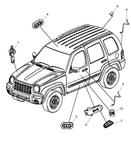 2003 Jeep Liberty Bracket-Hood AJAR DISARM Switch Diagram for 56010290AB