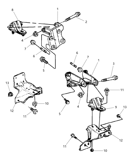 2000 Jeep Cherokee Engine Mounting, Front Diagram 2